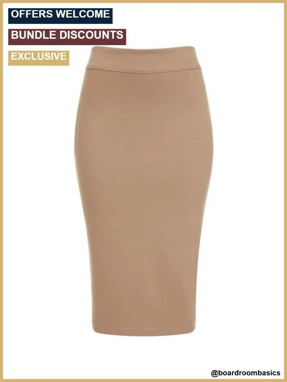 Tailored Fit Knee Length Bodycon Pencil Skirt - Rayon Blend Stretch